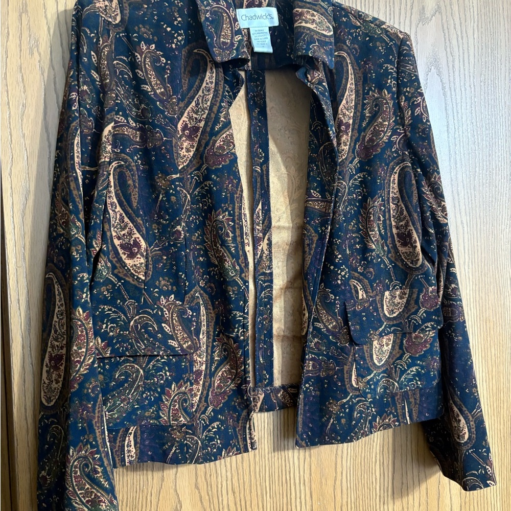 Chadwicks Navy and Brown Paisley Jacket